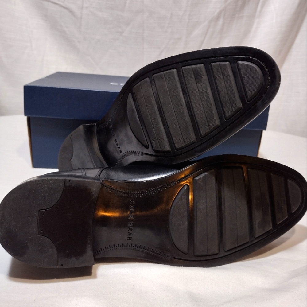 Cole Haan Lenox Hill Split-Toe Black Smooth Polished Leather Lace-Up Oxfords - Picture 7 of 14